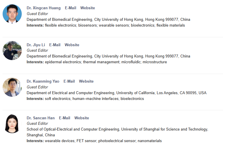 Biosensors guest editor listing for Dr. Kuanming Yao